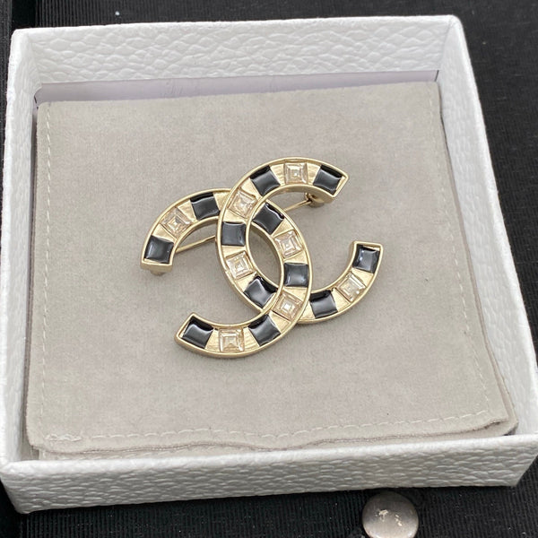 Chanel Black & White Resin CC Brooch