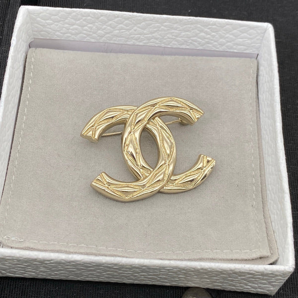 Chanel Matelassé Gold Brooch