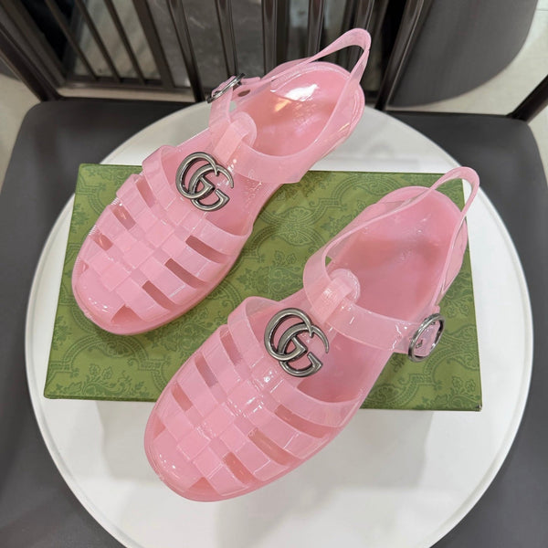 GG Sandals with Double G Light Pink Sliver TPU 818204