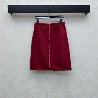 HM Straight-cut Zip-up Midi Skirt in Cotton