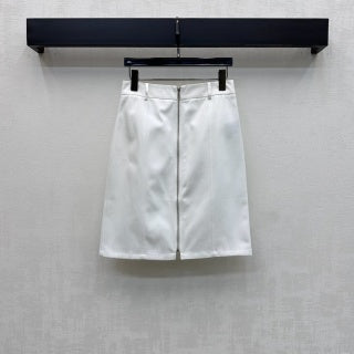 HM Straight-cut Zip-up Midi Skirt in Cotton