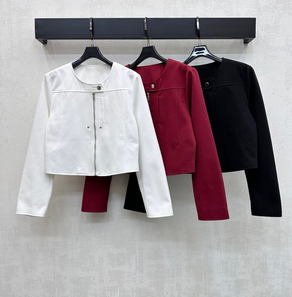 HM Crew Neck Short Jacket in Cotton