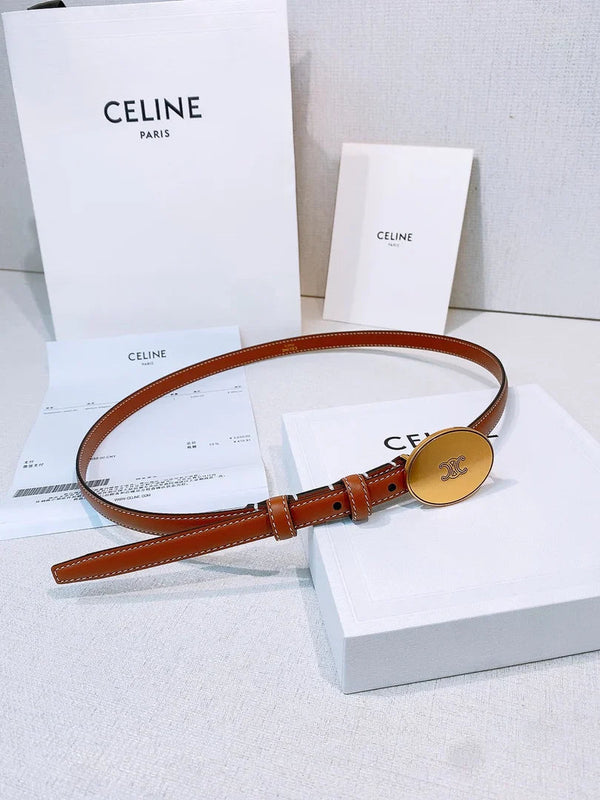 CL 2026 Leather Belt 1.3cm With Gold-plated Triomphe Buckle