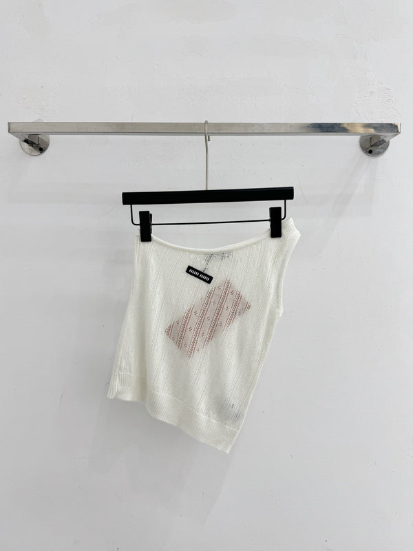 Miu 2026 Off-shoulder Hollowed-out Knit Camisole Wool 445545