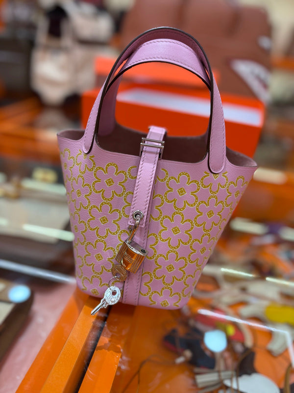 HM Lucky Daisy Micro Picotin Lock 14 Handbag Leather