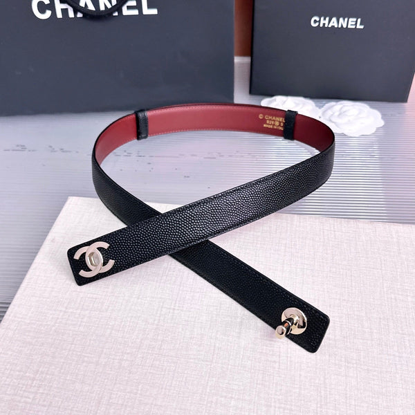 CC 26FW 3cm Belt Black Calfskin 213118