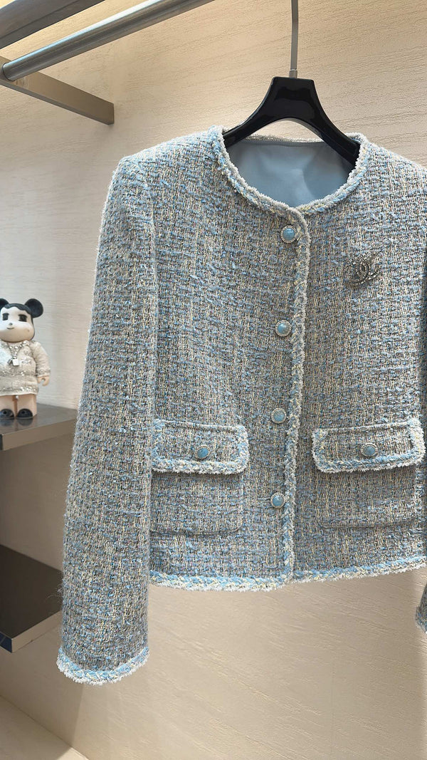 CC Jacket Jade Buttons Blue Multicolor Tweed 415645