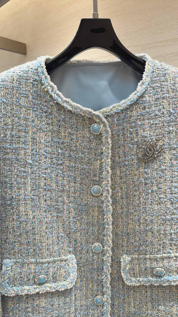 CC Jacket Jade Buttons Blue Multicolor Tweed 415645