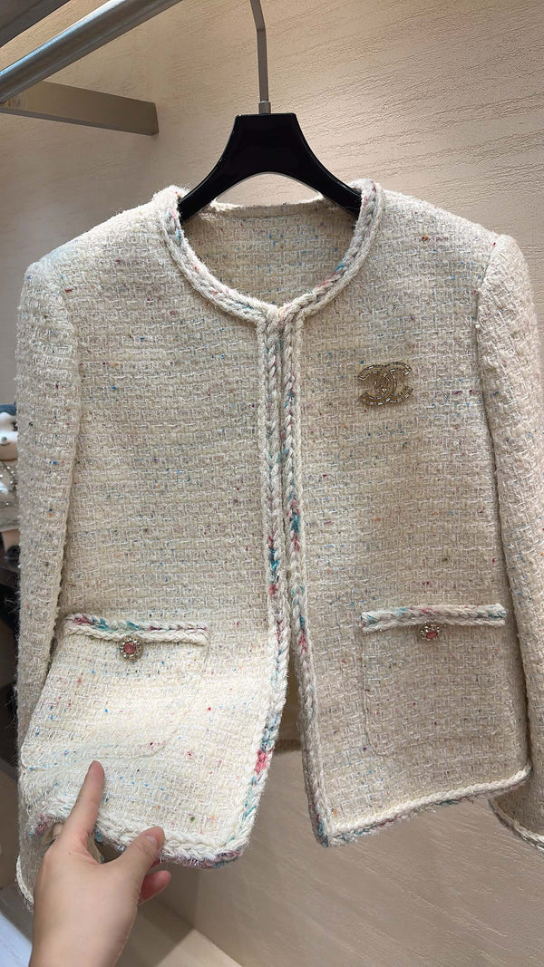 CC Cropped Jacket Cream Tweed 415608