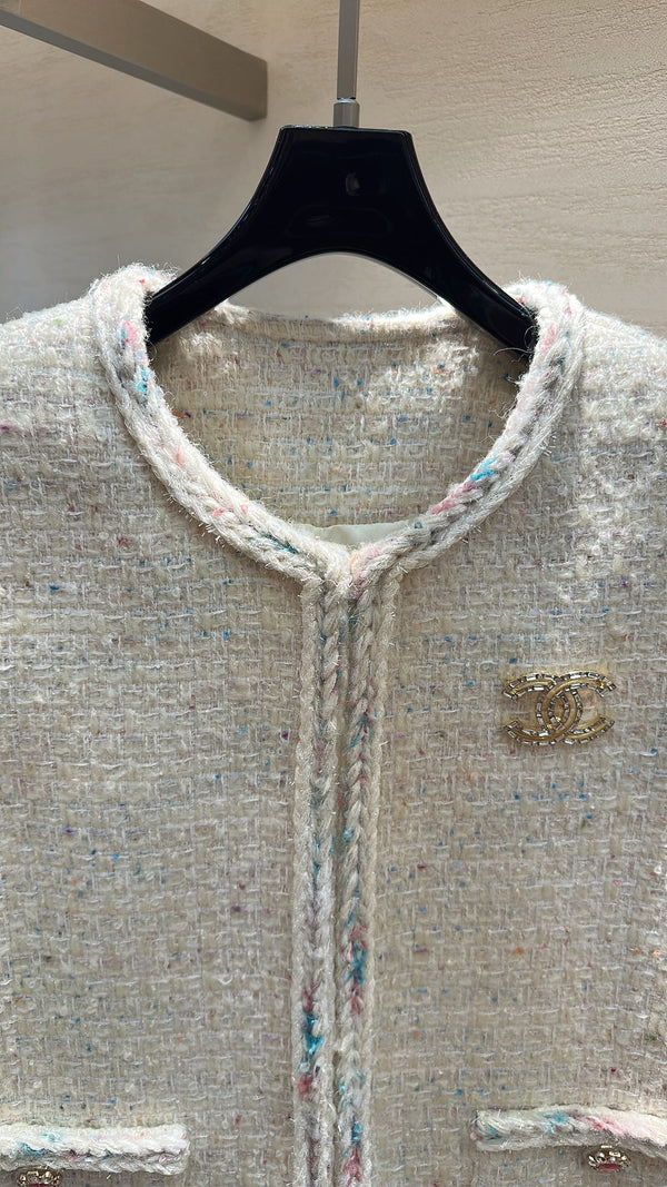 CC Cropped Jacket Cream Tweed 415608