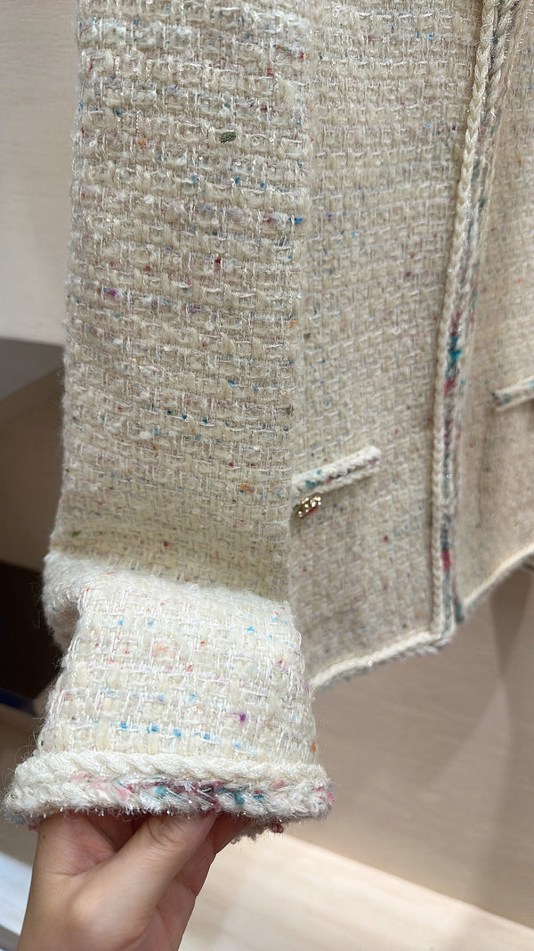 CC Cropped Jacket Cream Tweed 415608