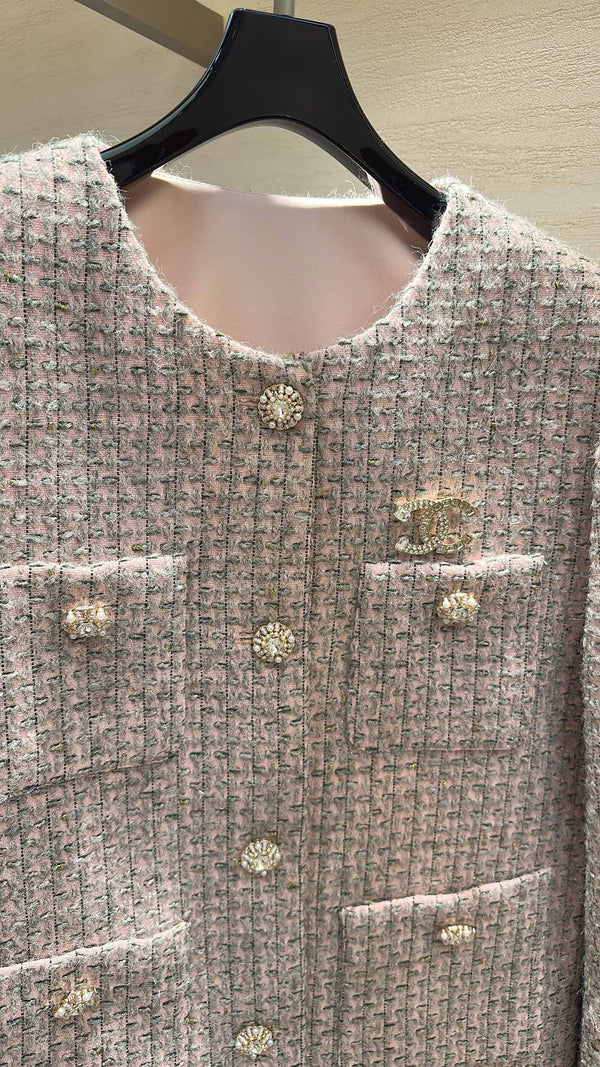 CC Jacket Dusty Pink Multicolor Tweed 415650
