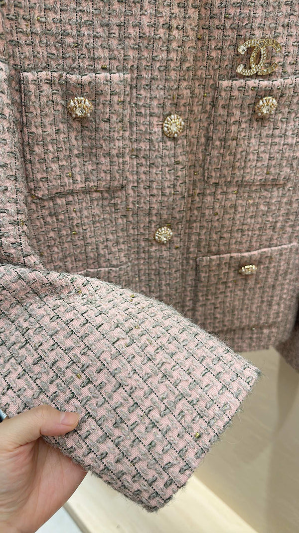 CC Jacket Dusty Pink Multicolor Tweed 415650