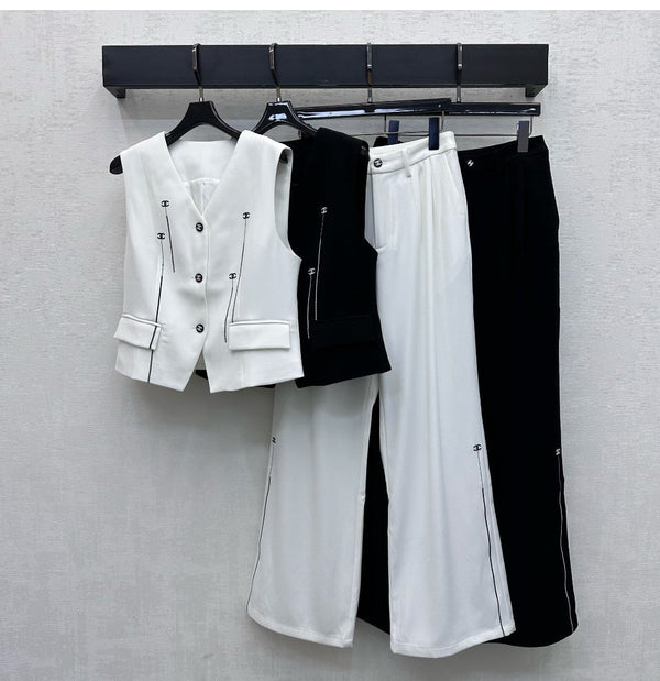 CC 26s Embroidered Vest And Trouser Suit Polyester 422613