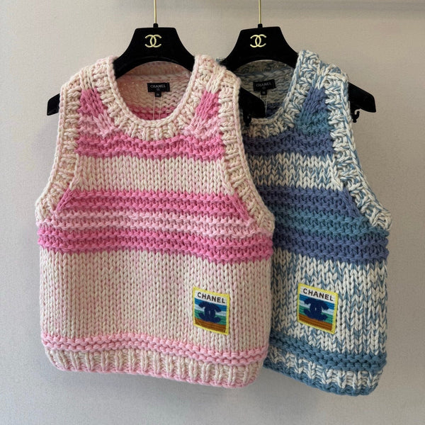 CC 26s Knit Vest Striped Cashmere 429784