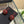 CC Double C Deep Red and Black Resin Ball Earrings