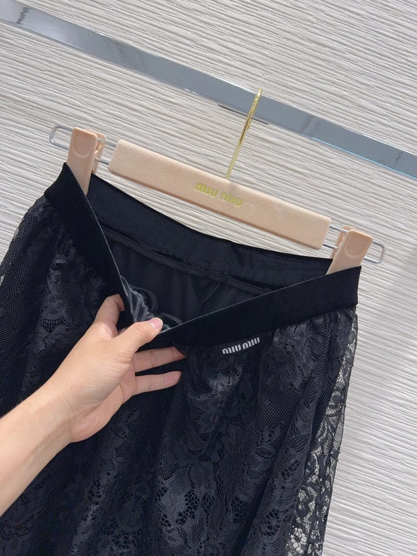 Miu 2026 Pant With Lace Black Velvet 827746