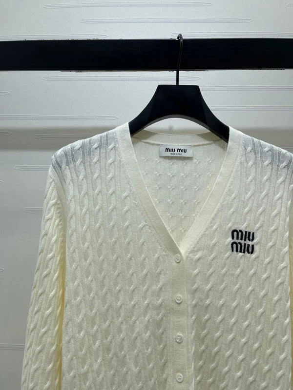 Miu 2026 Knit V-neck Long-Sleeve Cardigan Wool 417676