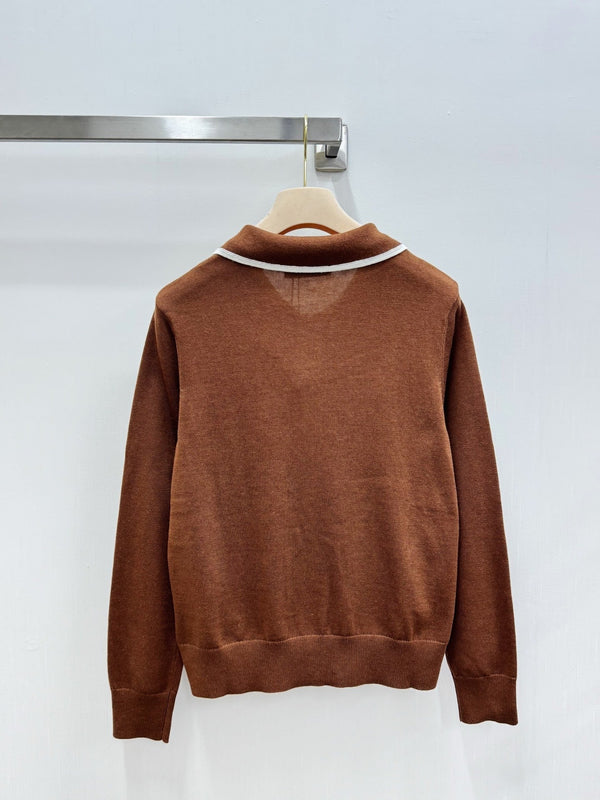 Miu 2026 Polo Collar Cardigan with Logo Pattern Wool 838823