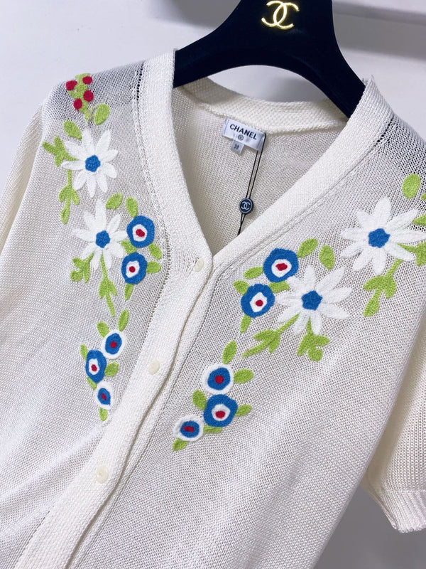 CC 2026 Flower Short-Sleeve Cardigan Cream Cotton 705305