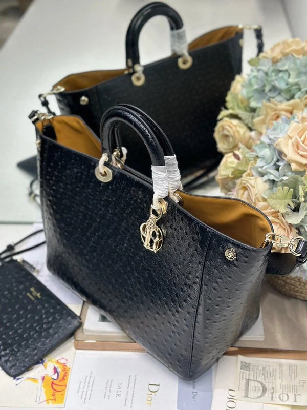 CD 2026 Toujours Bag Black Embossed Calfskin 288195