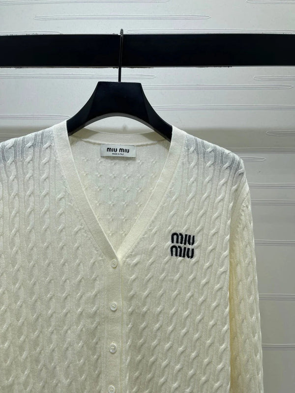 Miu 2026 Knit V-neck Long-Sleeve Cardigan Wool 417676