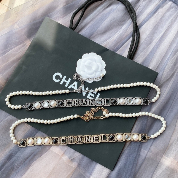 CC 2026 Pearl Chain Logo Charm Belt