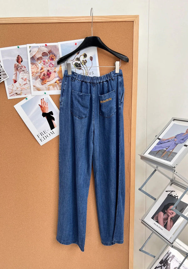 Miu 2026 Straight-Leg Jeans Blue Cotton 636352