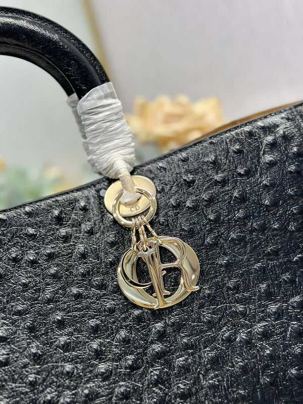 CD 2026 Toujours Bag Black Embossed Calfskin 288195