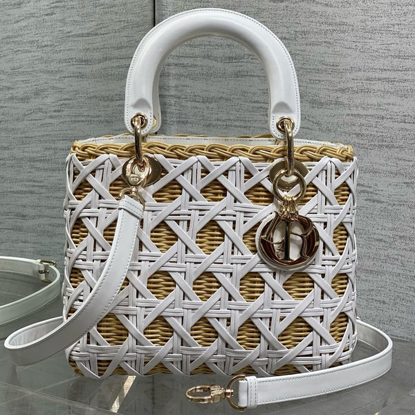 CD 2026 Wicker Cannage Bag 24cm Leather Rattan 355285