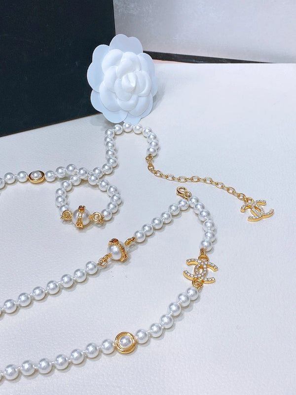 CC 2026 Pearl Double-Layer CC Chain Necklace Belt