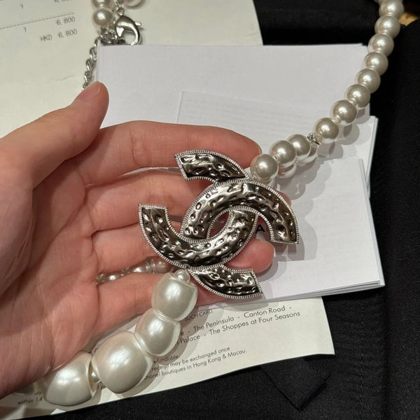CC 2026 Pearl Double-Layer CC Pendant Necklace Belt