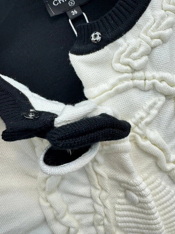 CC 2026 Button-down Cardigan Black Mix White Wool 424703