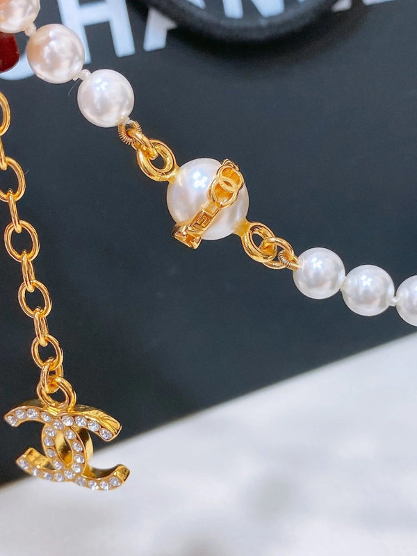CC 2026 Pearl Double-Layer CC Chain Necklace Belt