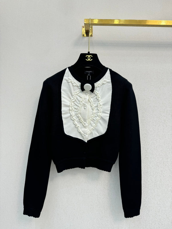 CC 2026 Button-down Cardigan Black Mix White Wool 424703