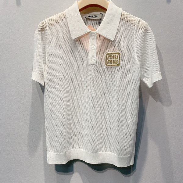 Miu 2026 Mesh Polo Shirt Tencel 648090