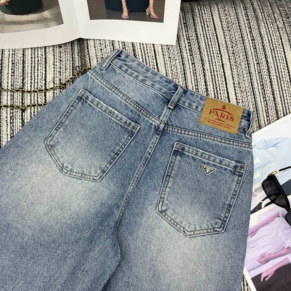 Pra 2026 Short Jean Light Blue Cotton 650231