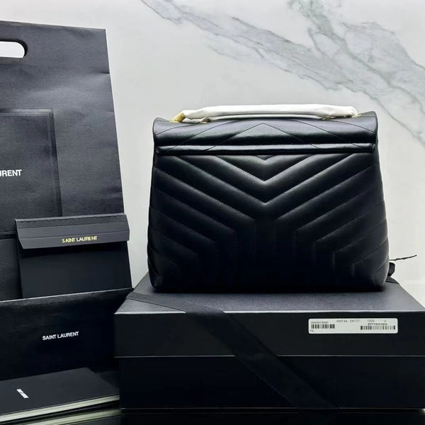 Saint Laurent 2026 Loulou Bag 31cm Black Gold Quilted Leather