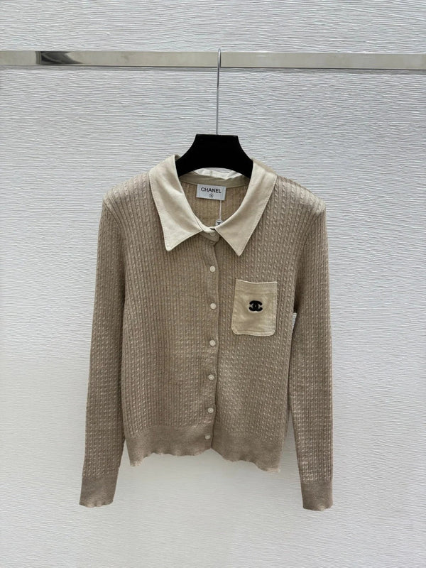 Chanel 2026 Collared Knitted Long-Sleeve Cardigan Wool 244672
