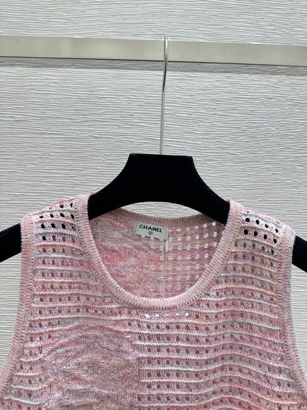 Chanel 2026 Flower Hollow-Out Knit Sleeveless Vest Wool 158962