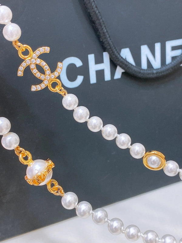 CC 2026 Pearl Double-Layer CC Chain Necklace Belt