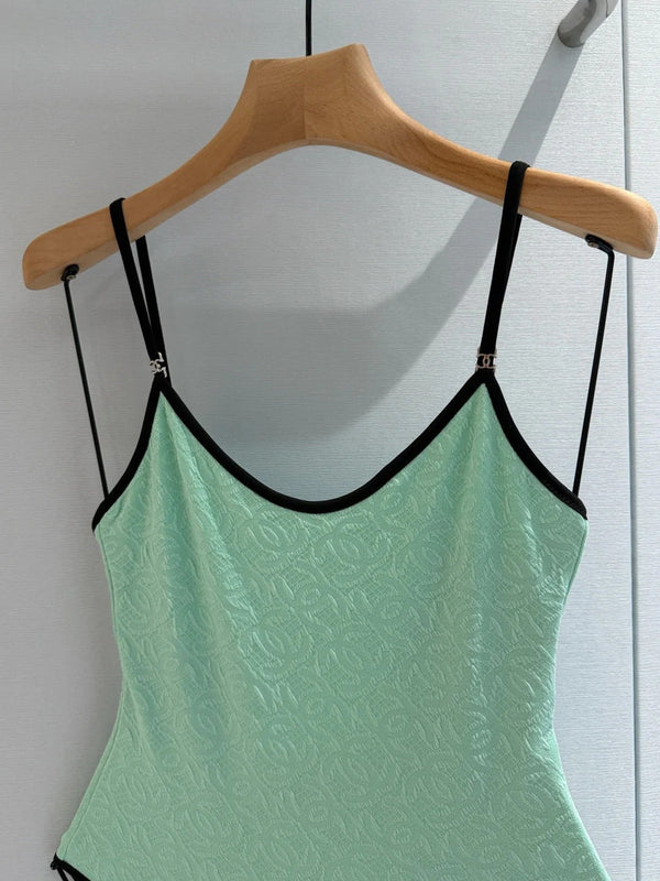 CC 2026 One-piece Swimsuit Mint Green mix Black Cotton 650604