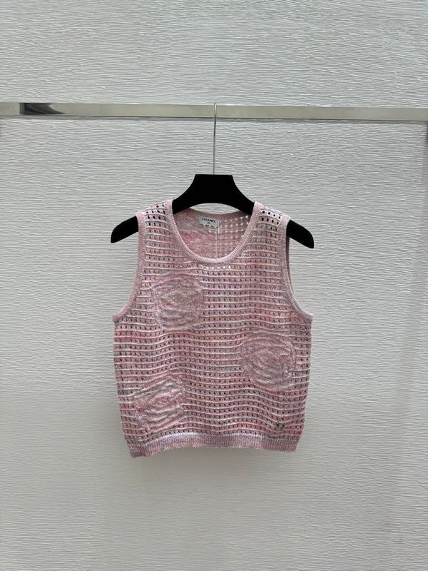 Chanel 2026 Flower Hollow-Out Knit Sleeveless Vest Wool 158962
