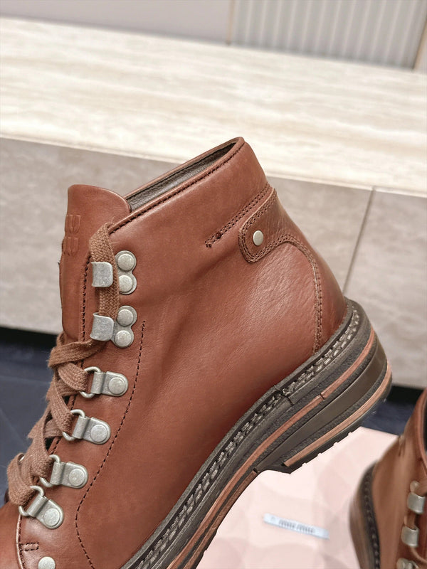 Miu 2026 Hiking Ankle Boots Cowhide 954315