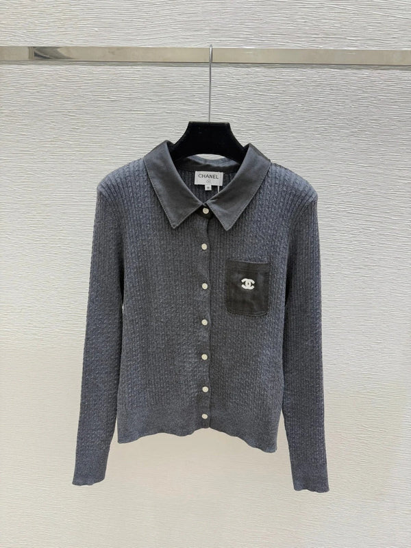 Chanel 2026 Collared Knitted Long-Sleeve Cardigan Wool 244672