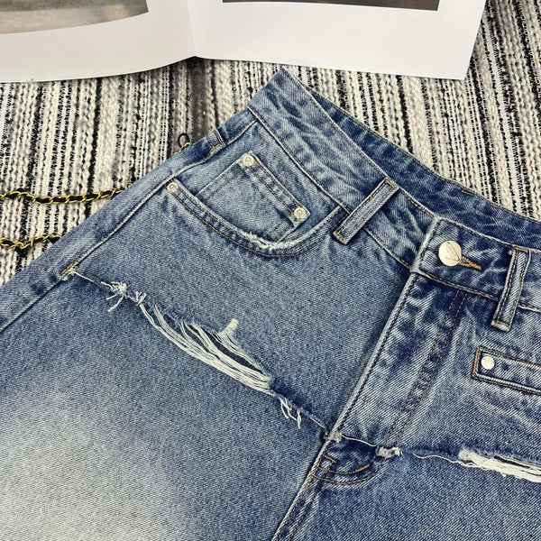 Pra 2026 Short Jean Light Blue Cotton 650231