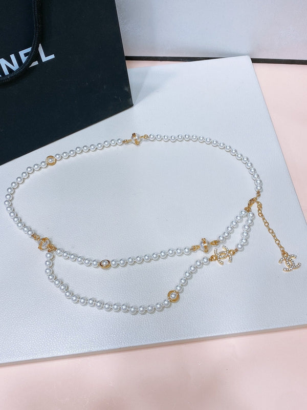 CC 2026 Pearl Double-Layer CC Chain Necklace Belt