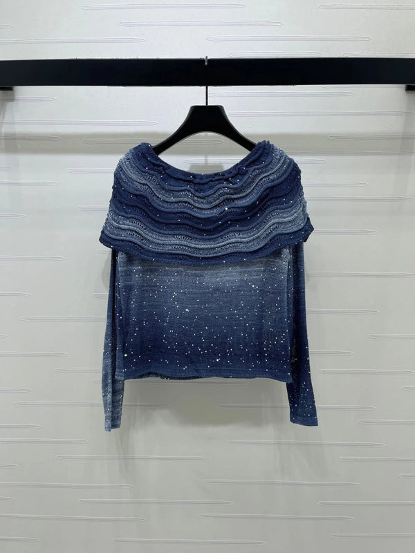 CC 2026 Off The Shoulder Long Sleeved Top Blue Viscose Tencel 773800