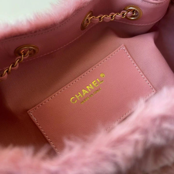 CC 2026 Hobo Bag 30cm Pink Fur Leather