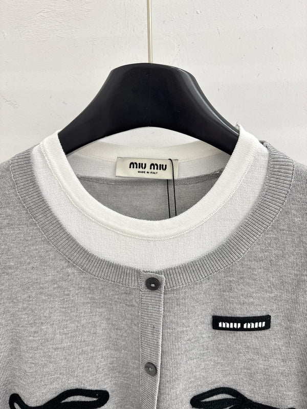 Miu 2026 Shirt Grey White Wool 642725